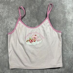 Strawberry Shortcake Pink Graphic Camisole Top Womens L Y2K Coquette Baby Tee